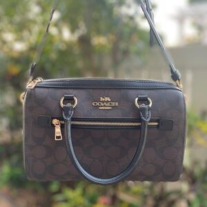 Coach Medium Signature Brown and Black Crossbody Bag